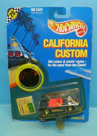 Hot Wheels California Custom Convertible Corvette Blue Real Riders 1989