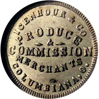 1864 Columbiana Ohio Civil War Token Icenhour & Co Unique R10 Copper Nickel Ngc