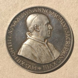 Pope Pius Xii Silver Papal Medal 1956