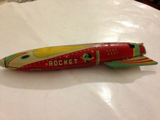 1950s Japan Tm Modern Toys Tin Litho Friction Sparkling Space Ship Rocket