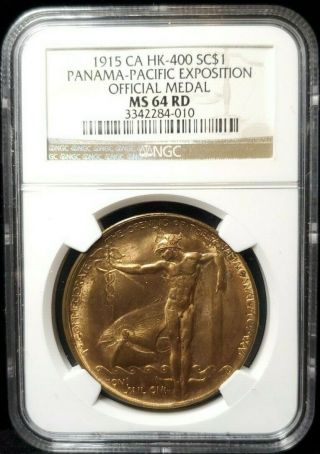 1915 Panama Pacific Expo Official Medal,  Hk400,  Ms64 Rd,  Ngc,  Ppie Token