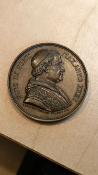 Pope Pius Ix Medal Coin 1877 50th Anniversary Stubenrauch St Louis