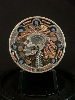 " Hard Wired " Ooak Handcarved Silver Morgan 3d Led Carving By Dwayne Wolosiewicz