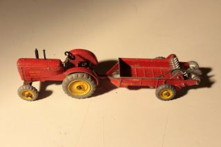 Dinky Toys - Massey Harris - Red Tractor Manure Spreader - Made In England M15