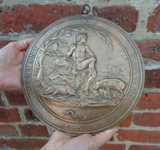 The Prodigal Son / Large French Bronze Plaque / Medal By Richard