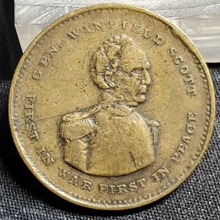1852 Winfield Scott Campaign Medal Dewitt Ws1852 - 11 Brass 30mm Scarce