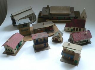 Vintage Ho Scale Plastic Village 10 House Models For Train Set Hong Kong 1960 