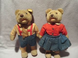 Early Us Zone Germany Steiff Dressed Boy And Girl Bears