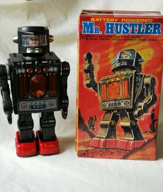 Horikawa Sh Japan Mr.  Hustler Robot Tin Toy Boxed