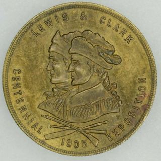 1905 Portland Oregon Lewis & Clark Exposition Hk 334 Brass Unc So Called Dollar