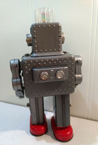 Vintage ROBOT Yonezawa Japan Tin Toy Battery Operated Smoking w/ Box 3