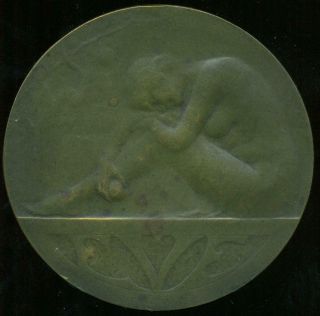 Ovide Yencesse French Art Nouveau Bronze Religious Medal Plaque Eve Fruit,  Snake