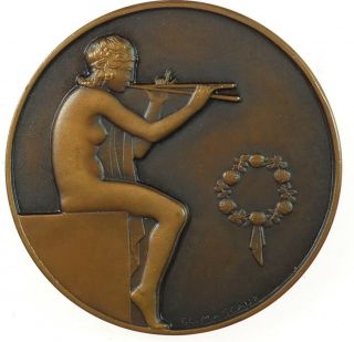 France Art Deco Nude Nymph Playing Pipes By Mascaux Bronze 50mm