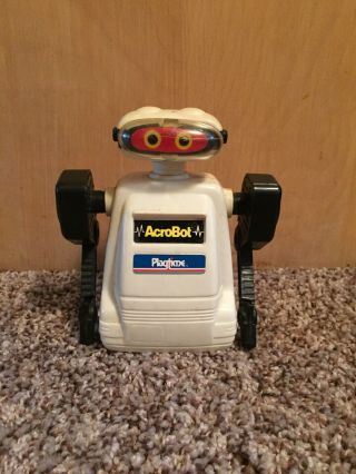 Robot Toy Vintage 1980s Battery Operated Droid White Acrobot