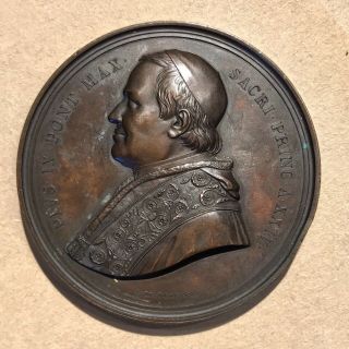 Pope Pius Ix Large Bronze Papal Medal 1869 Peter Receiving Keys Reverse