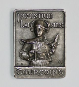 France Art Deco Medal.  Silver Dropsy Xix Century.  Tourcoing.  Industrie Lainiere