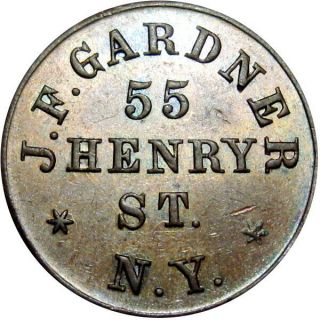 1863 York City Civil War Token J F Gardner Scarce Merchant