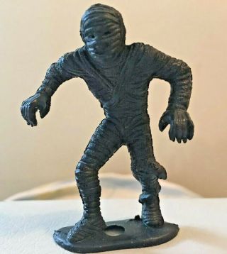 Vintage Mpc The Mummy 2.  5 Inch Black Plastic Toy Monster Figure,  1960 