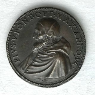Pope Pius V Bronze Papal Medal 1571 Anno VI Building Reverse 3