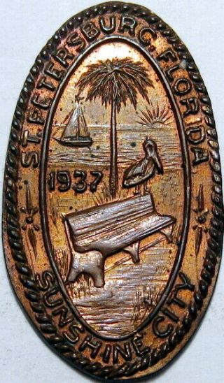 1937 Elongated Cent St Petersburg Florida Sunshine City Pelican No 1 R4
