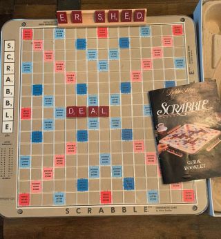Scrabble 1989 Deluxe Edition Turntable Rotating Board Game 100 Complete 2