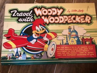 1956 Travel With Woody Woodpecker Board Game Vintage