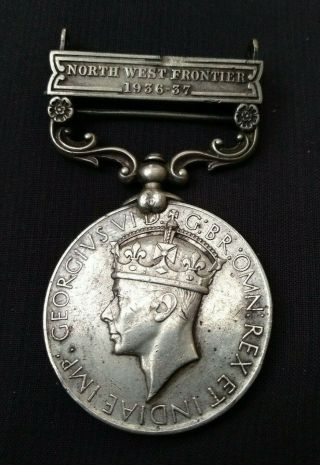 1936 - 37 British India North West Frontier Medal Kg Vi Named 7017 Sepoy I.  F.  L@@k
