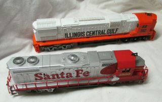 Ho 2 Locomotives Tyco Illinois Central Gulf 1102 - Life Like Santa Fe Gp38 3500