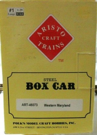 ARISTO CRAFT 46073 CUSTOM AGED WESTERN MARYLAND BOX CAR W/ METAL WHEELS 2