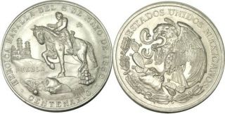 Elf Mexico 1962 Mo Medal For The Centennial Of The Cinco De Mayo Battle Silver