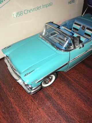 Danbury 1958 Chevy Impala Convertible 1:24 Diecast Metal Turquoise w/Box 2