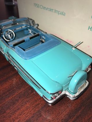 Danbury 1958 Chevy Impala Convertible 1:24 Diecast Metal Turquoise w/Box 3