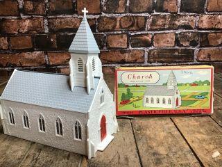 Vintage Plasticville U.  S.  A.  Church 1600 - 100 In The Box Scaled To O & S