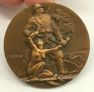 Italian Civil Pride Bronze Medal Medallion Ww1 43mm