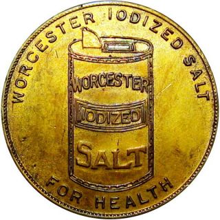 Pre 1933 York City Good Luck Swastika Token Worcester Iodized Salt
