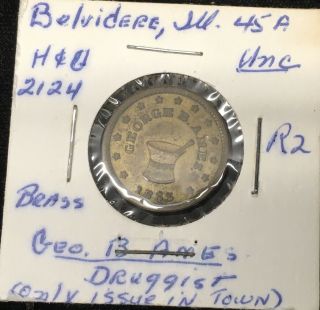 Civil War Store Card Token:george B.  Ames Dealer In Drugs,  Books Ill