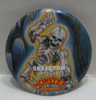 Monsters In My Pocket Pin Button Skeleton,  1991 Osp Publishing