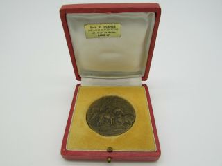 French Bronze Medal By A.  Rivet Society For The Protection Of Animals Dogs
