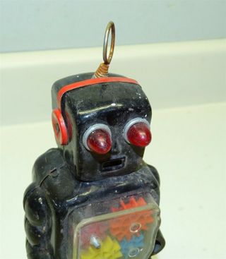 Vintage KO Yoshiya High Wheel Gear Robot Japan Tin Windup Toy 2