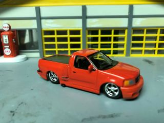 1/64 Hot Wheels 100 93 Ford Lightning Pickup/ Red /alloy Wheels/rubber Tires