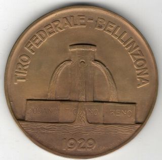 1929 Swiss Medal for the Federal Shooting Competition,  Bellinzona,  by Huguenin 2