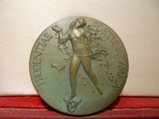 1959 French Bronze Medal Bank Centenary Nude Female By Dropsy