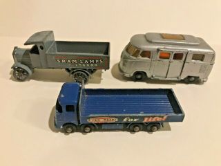 3 Vintage Matchbox Lesney 20 Erf 68g Truck 34 Vw Camper,  Osram Lamps