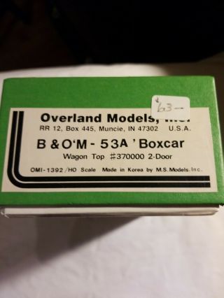 Ho Scale Brass Overland Omi - 1392 B&o A53 Boxcar Wagon Top 370000