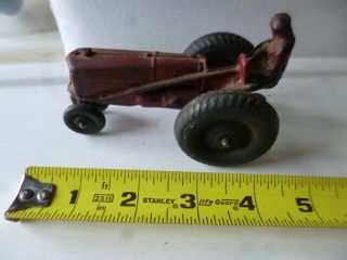 Vintage 4 " Red Auburn Hard Plastic Rubber Minneapolis Moline Toy Tractor 50s