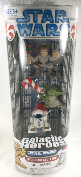 Star Wars Galactic Heroes Christmas Stocking Stuffers 3 Figures Yoda Luke R2 - D2