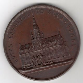 1887 Belgian Medal For Inauguration Of Schaerbeek Town Hall By A.  Fisch,
