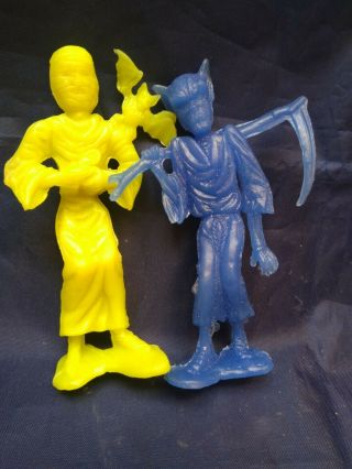 Terror Monsters Wolfman & Mummy Figures K.  O.  Knock Off Made In Mexico Hard Plast