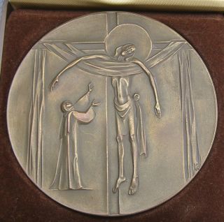 1984 German Bronze Medallion W/ Case Oberammergau Passion Play 350th Anniversary