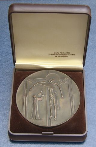 1984 German Bronze Medallion w/ Case Oberammergau Passion Play 350th Anniversary 3